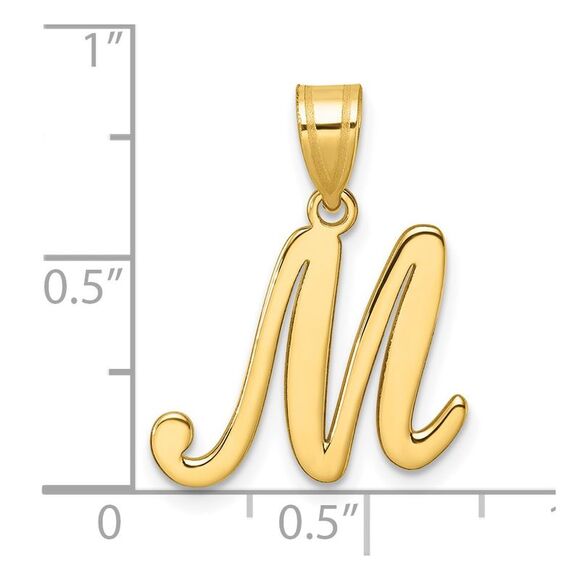 Kazi Luxury 14k Yellow Gold Script Letter M Initial Pendant - Picture 4 of 4